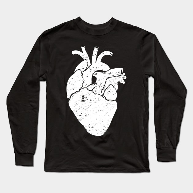 Distressed Anatomical Goth Heart Long Sleeve T-Shirt by MeatMan